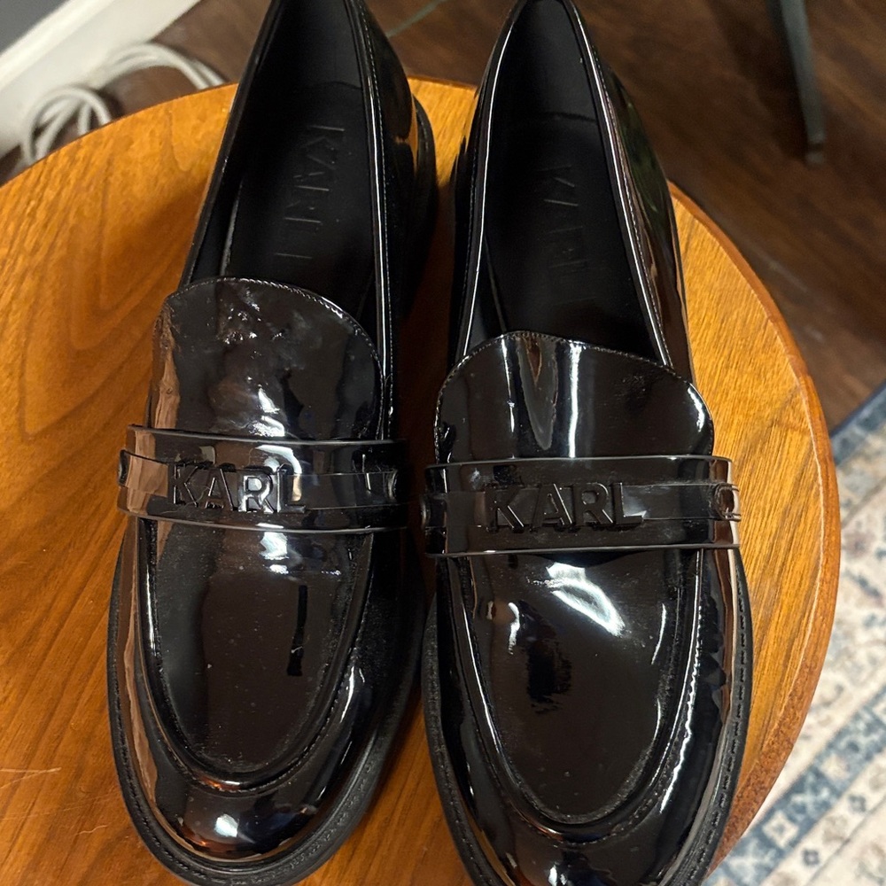 Karl Lagerfeld Glossy Black Loafers
